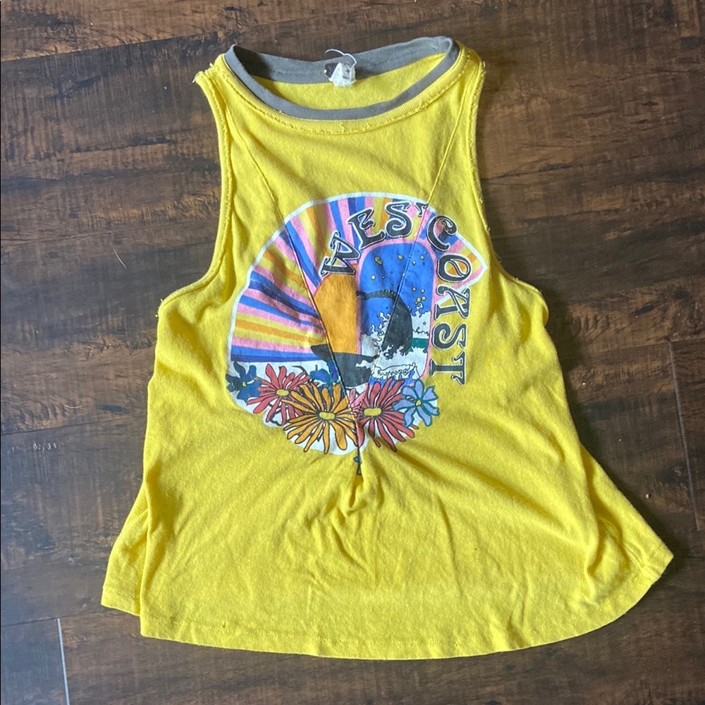 Yellow West Coast Graphic Tank Top vintage we the free
